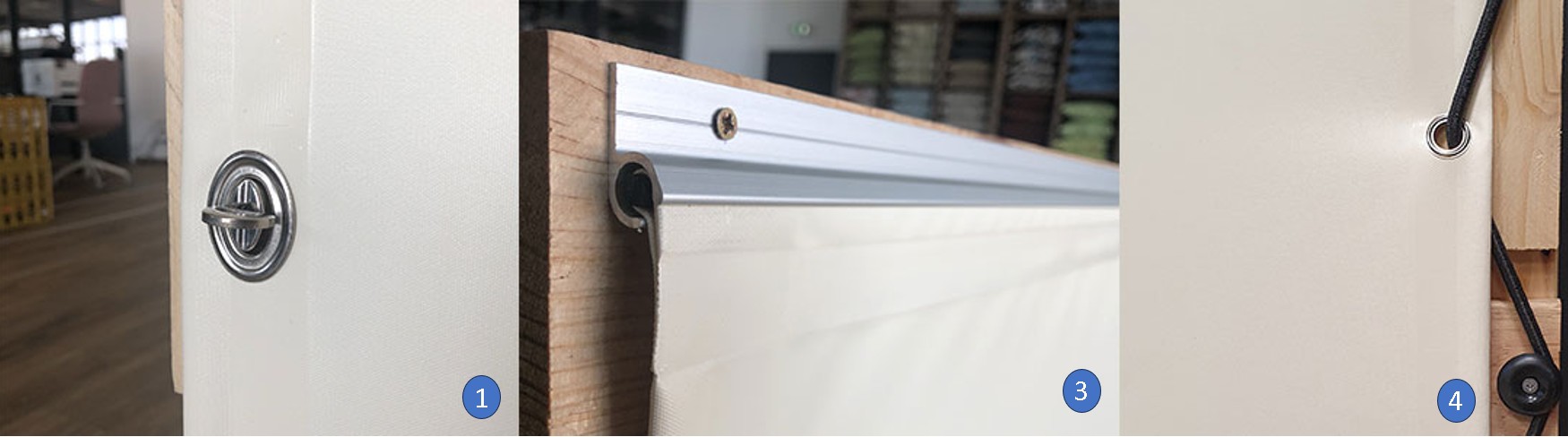 Crochets champignons noir pour toile de pergola métallique